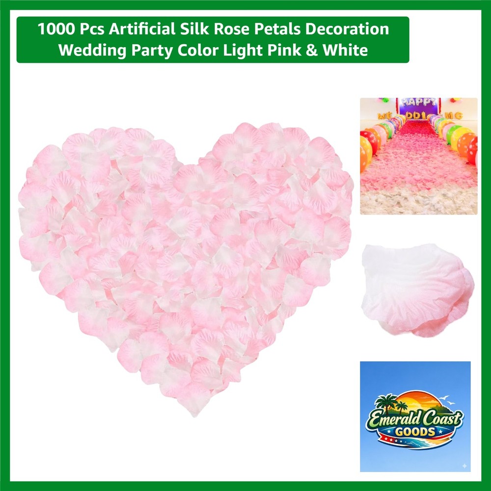 Beautiful 1000 Pcs Light Pink & White Silk Rose Petals for Parties & Weddings