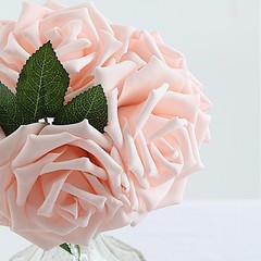24 BLUSH 5″ FOAM ROSE Flowers Stems Party Wedding Events Decorations Supplies