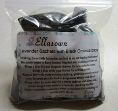 Set of 4 Lavender Sachets made with Black Organza Bags