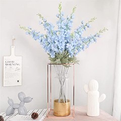 33.5 in Fake Flowers Delphinium Artificial Flowers Silk Flowers 6 Baby Blue