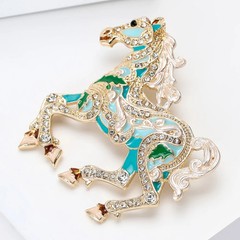 Luxury Running Horse Brooches For Women Unisex 4-color Enamel Powerful Animal…
