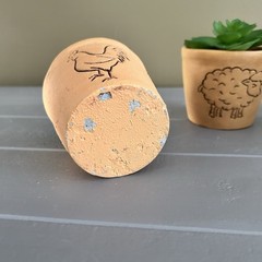 Set Of 3 Ceramic Farm Animal Pots With Faux Succulents 3.5” Tall Each