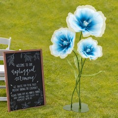 Artificial Flowers 3pcs Light Blue Wedding Aisle Decor With Base Adjustable Stem