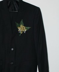 Gold Rose Pin Boutonniere Groom Best Man Prom Wedding Quinceanera Corsage Lapel