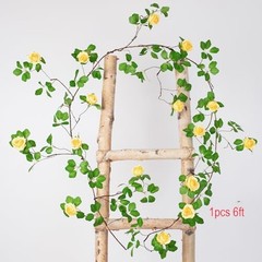 Pcs x 6 Ft Bendable Artificial Rose Vine Flower Garland, Floral Vines 2 Yellow