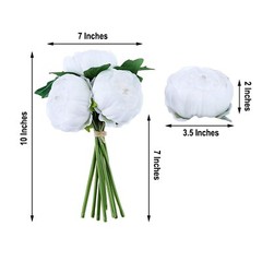WHITE 10″ Silk Artificial Peony Flowers Bouquet Arrangement Wedding Centerpieces