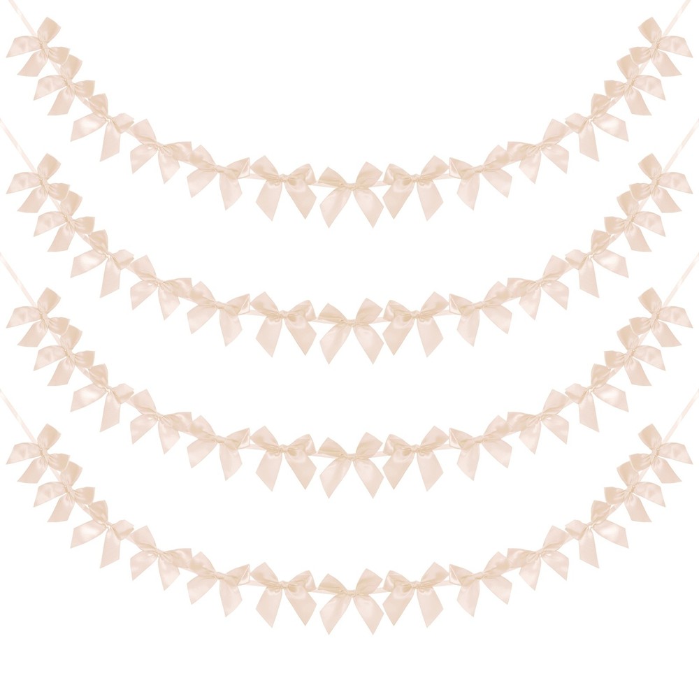 4 String of 13 PCS Champagne Bow Garland Banner Decoration Party Bow