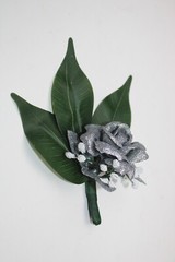Silver Rose Pin Boutonniere Groom Best Man Prom Wedding Quinceanera Corsage