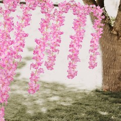 CITYES 2 Pcs Artificial Cherry Blossom Flower Vines Pink-2
