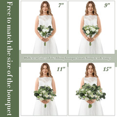 Set of 8 Bridesmaid Bouquets 7 Inch White Wedding Bouquets Faux Flowers Rustic F