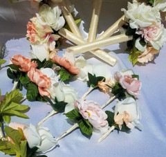 Wedding bouquet- set peach blush Ivory flowers 20 pieces
