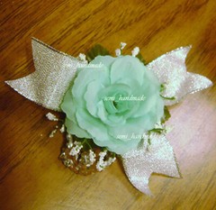 Mint*Wrist*Pin*corsage*Boutonniere*with silver ribbon*Prom*Wedding*Quinceanera