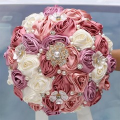 7.5″ Bridal Wedding Bouquet Round Bling Brooch Bouquet Throw Toss Artificial …