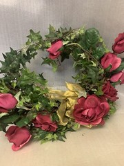 Vintage Artificial Rose Flower Burgundy Floral Garland Wedding Ceremony Backdrop