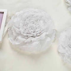 12 pack 7″ 9″ 11″ White Tissue Paper Carnation Flowers Home Wall Backdrop