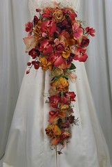 Silk Orchid and Rose Cascade Wedding Bouquet