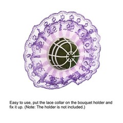 4Pcs Lace Bouquet Collar DIY Decoration Bridal Bouquet Holder for Wedding Purple