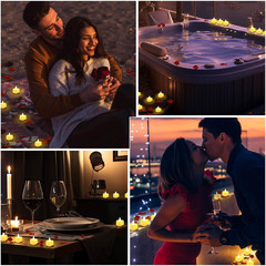 Rose Petals and Candles Set, 6000 Pieces Fake Rose Petals and 72 Pieces Heart Ca