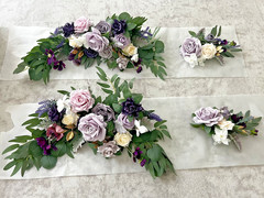 Ling’s Moment, Wedding Faux Flower Sign Corner Decor x2 Purple (Lilac Gold) Set!