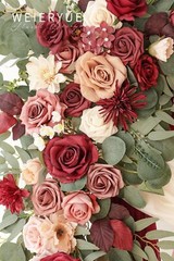 Deluxe Wine Red Artificial Wedding Arch Flowers with Drapes Kit-Pack of 5, 2p…