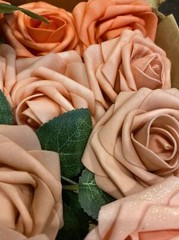 25-50 Pcs Foam Artificial Rose Heads Flowers W/Stem Wedding Bride Bouquet Decors