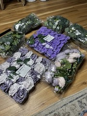 Unopened Fake Velvety Flowers And Greenery For Photo Backdrop Or Crafting
