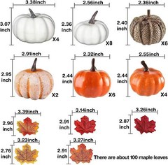 DearHouse 80Pcs Artificial Pumpkins Maple Harvest Fall Decoration, Assorted