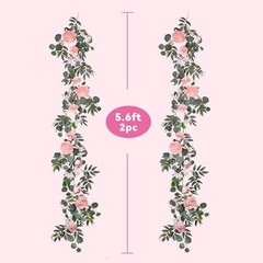 2Pcs Artificial Peony Flower Garland and – Silk Peony Garland with Pink