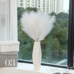 9 Stems Faux Pampas Grass – 38 Inch Tall Artificial Pompous Grass Decor, White