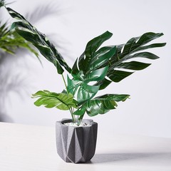 6 BLACK Monstera ARTIFICIAL LEAVES Tropical Greenery Stems Wedding Decorations