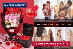 EIGHTOWN Roses Bouquet Artificial Flower – Preserved Red Rose Flowers with Love