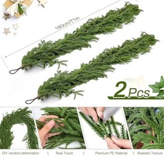 PCS Norfolk Pine Garland, Christmas Artificial Faux Greenery Garland Real 6FT 2