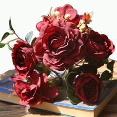 1x Artificial Silk Peony Flowers Bouquet Fake Leaf Wedding Party Home Decoration