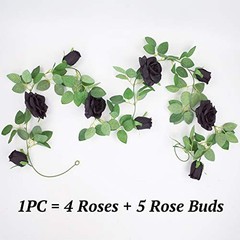 Etistta 2 PCS 6.5 Ft. Artificial Black Rose Vine for Halloween Decor, Hanging