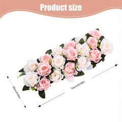 1Pc Elegant Rose Floral Centerpiece for Wedding Table Runner, Artificial Flower
