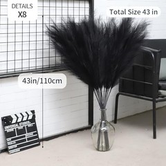 43″ Pampas Grass Tall – 8 PCS Faux Pampas Grass Decor Artificial Pampas Black