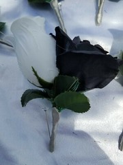 23 Pc Black, Silver & White Wedding Bouquet Set, Package w/ Silver & Rhinestones