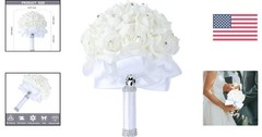 Versatile White Rose Bouquet – Perfect for Weddings, Parties, and Home Decor