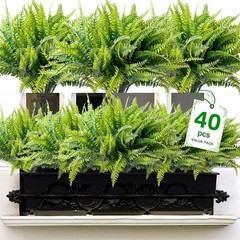 40 Pcs Artificial Boston Fern Plants Bushes Outdoor Fake Flowers Bulk Greener…