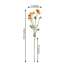 ORANGE 2 Bushes 33″ Stem Silk Artificial Poppy FLOWER SPRAYS Party Decorations