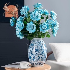 Artificial Flowers 23.2In Artificial Roses 20PCS Fake Roses Spring Blue 20pcs