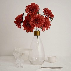 2 DUSTY ROSE 20″ Artificial Dahlia SILK FLOWER BUSHES Wedding Party Decorations