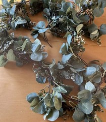 Eucalyptus Boxwood Faux Garland Greenery 6ft Wild Ivory Brown Vine Green Read De