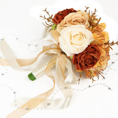 Set of 6 Burnt Orange Artificial Rose Bouquets for Weddings & Events
