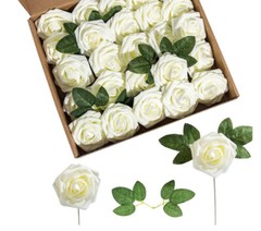 50/25pcs Artificial Flowers Real Looking Foam Roses Decoration DIY for Wedding