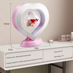 LoveLin Heart Preserved Rose Flowers with Bluetooth 10 inches, White and Pink