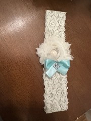 Beautiful Handmade Bridal Bouquet &Boutonnière Set W/Spa Blue Satin, Burlap&Lace