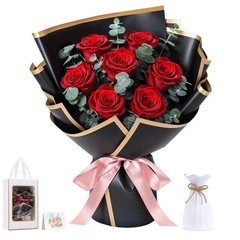 Lewondr Flower for Delivery, Preserved Flowers 13.4 × 8.86 × 4.92 in, Red