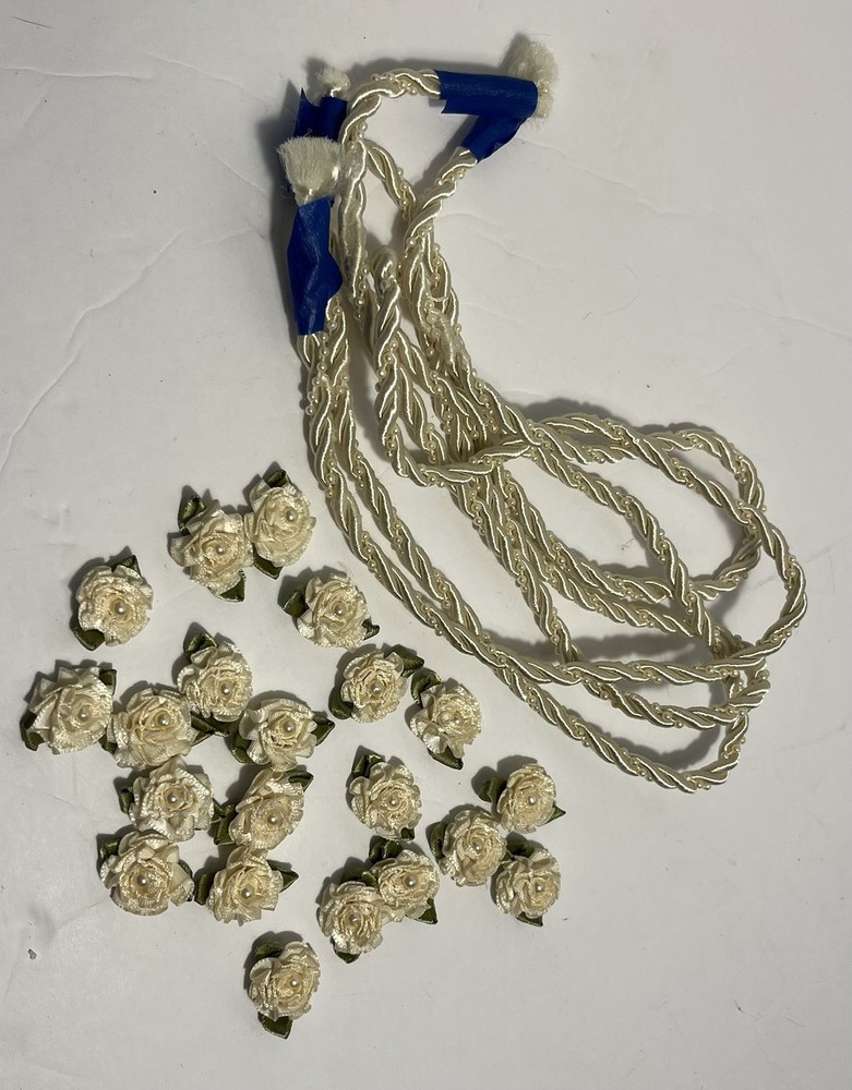Bridal/Wedding Flowers and Pearled Cording DIY Artificial Flowers Off White Pics