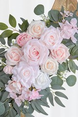 Olalaka Pink Wedding Arch Flowers Set of 2 for Welcome & Ivory